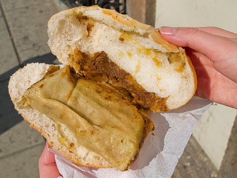 Torta de tamal in Oaxaca, Mexico