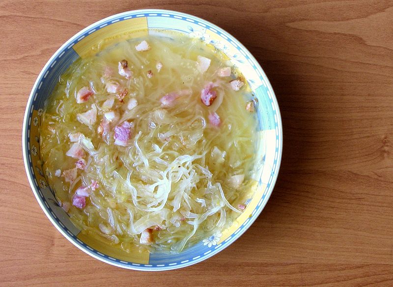 Polish cabbage and sauerkraut soup, called kapusniak and kwasnica