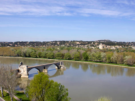 View of Avignon's bridge and Villeneuve-les-Avignon, in France