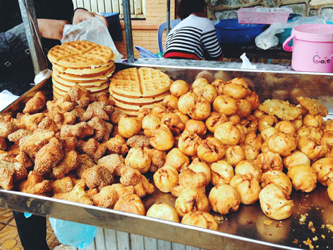 Pastries from a market vendor in Cambodia