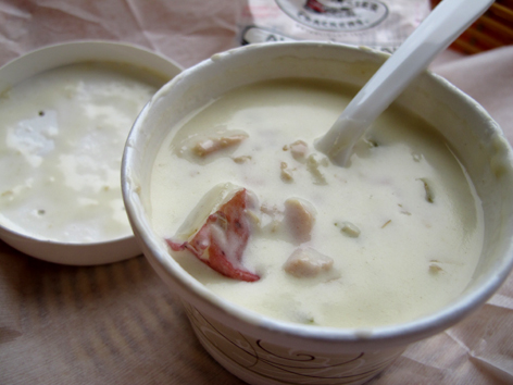 Chunky potato and clam chowder from Cape Cod Bagel Company in Falmouth, MA