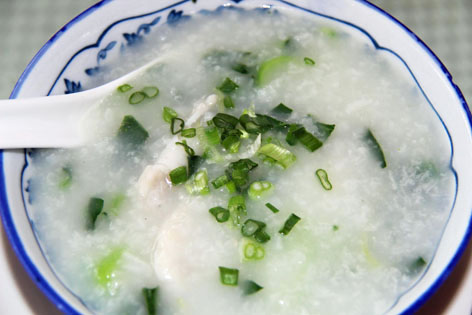 Congee, a rice porridge from Hong Kong