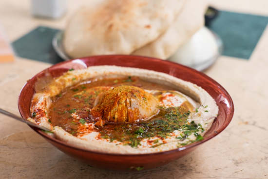 Bowl of hummus in Tel Aviv, Israel