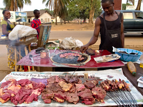Food vendor in Kenema, Sierra Leone