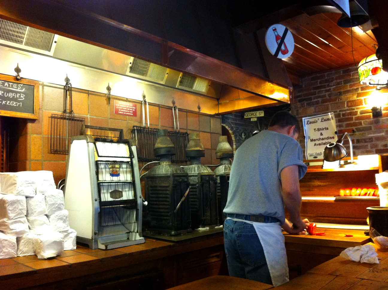 Louis' Lunch hamburger joint in New Haven, CT