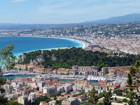 Aerial view of the coast in Nice, France
