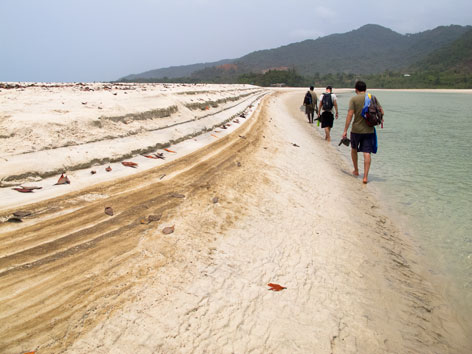 Travelers hiking River No. 2, Freetown Peninsula, Sierra Leone