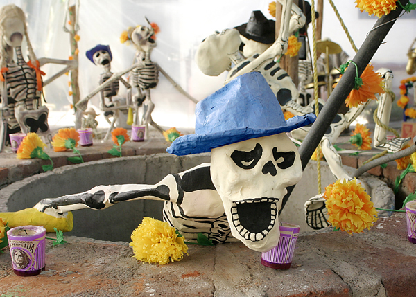 Papier-mâché skeletons in Oaxaca for the Day of the Dead