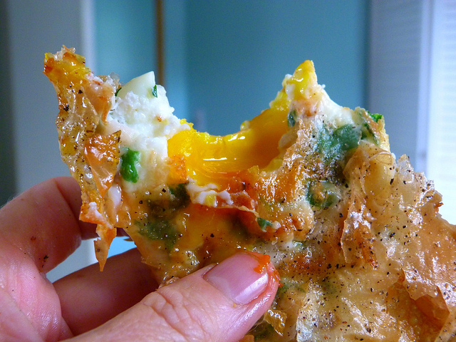 Tunisian brik with a runny egg