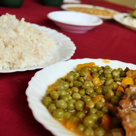 Vary sy loka, a rice dish with chicken and peas from Madagascar