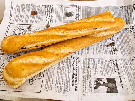 Baguette breakfast sandwiches, street food in Dakar, Senegal