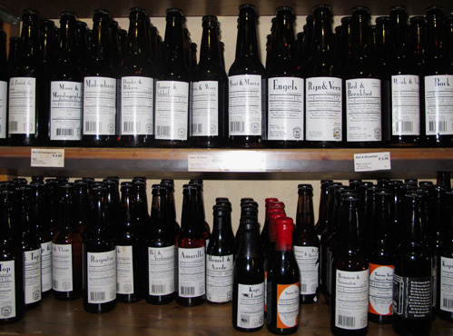 Selection of Dutch beers at De Bierkoning, a shop in Amsterdam