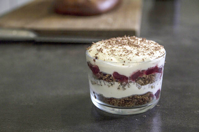 Black rye bread trifle, or rupjmaizes kartojums, a traditional dessert in Latvia