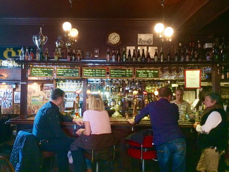 Interior bar at Bullen, a restaurant in Malmo, Sweden
