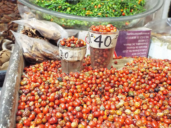Chiles piquin, little peppers, at the Mercado Hidalgo in Monterrey, Mexico