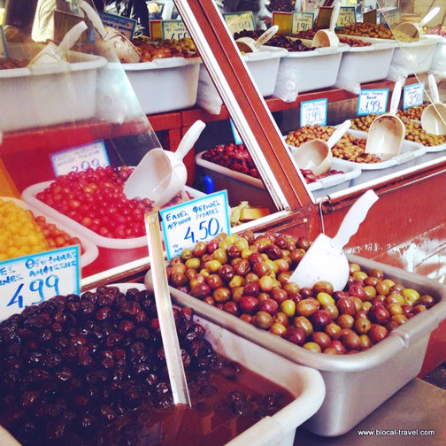 Olives at Central Market in Athens, Greece