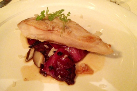 Chicken, cabbage, pickled shitake mushrooms