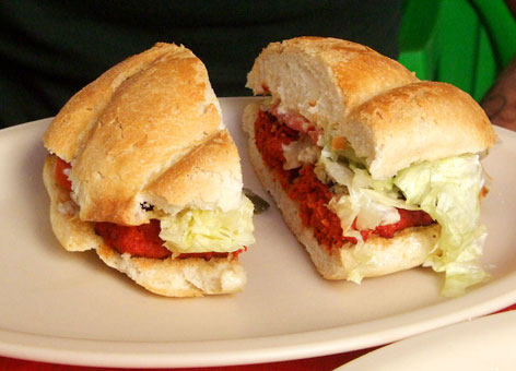 Chorizo torta in San Miguel de Allende, Mexico