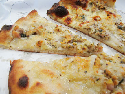 White clam pizza from Frank Pepe's in New Haven, CT
