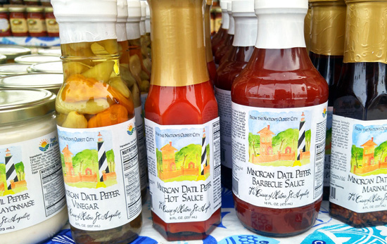 Datil pepper condiments from a shop in St. Augustine, Florida