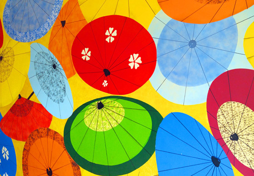 Japantown umbrella mural, in San Francisco