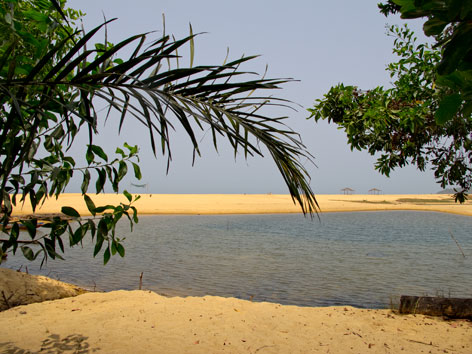 Lagoon on John Obey beach, Freetown Peninsula, Sierra Leone