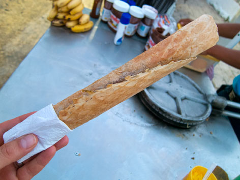 Marquesita with edam cheese and nutella in Mexico