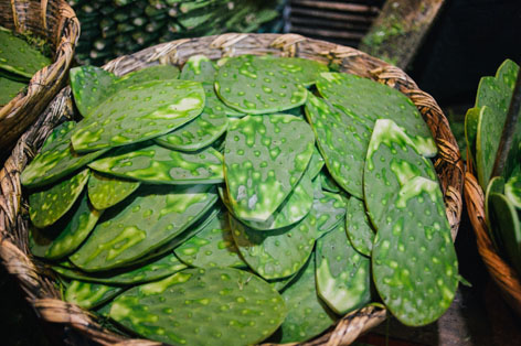 Nopales, or cactus, in La Merced market in Mexico City