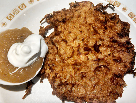 Latkes from Saul's, a Jewish deli in California