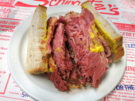 Smoked meat sandwich from Schwartz's in Montreal