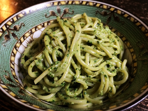 Tallarines verde, Peruvian green noodles, kind of like pesto!