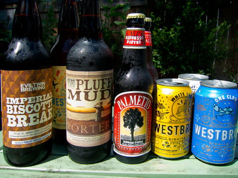 Bottles of local beer from Charleston, South Carolina