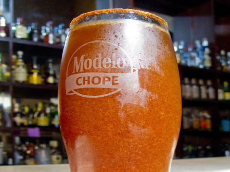 A michelada from La Farola in Oaxaca, Mexico.