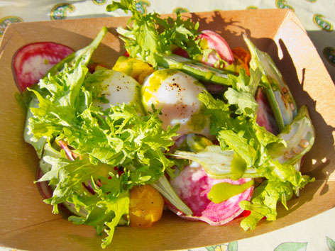 Local vegetable salad with eggs from Outta My Huevos at the Charleston farmers market