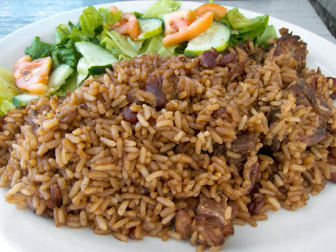 Seasoned rice from Russell's in Antigua