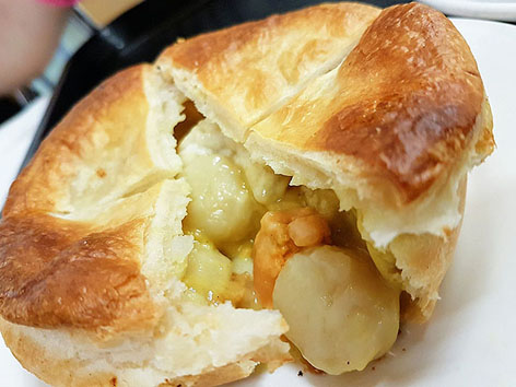 Curried scallop pie from Richmond Bakery near Hobart, Tasmania