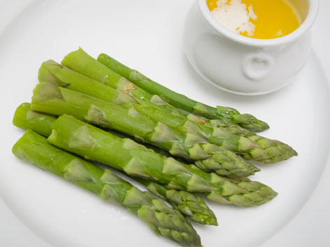 A plate of English asparagus and melted butter from St. John in London, England