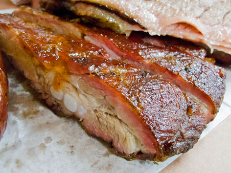 BBQ pork ribs from City Market in Luling, Texas.