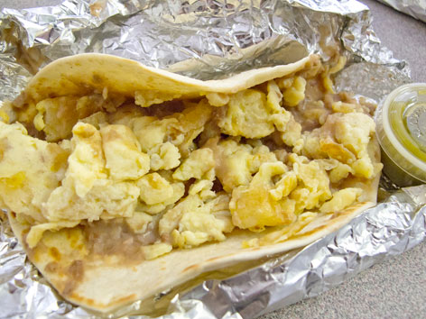 Breakfast taco from Porfirio's in Austin, Texas. 