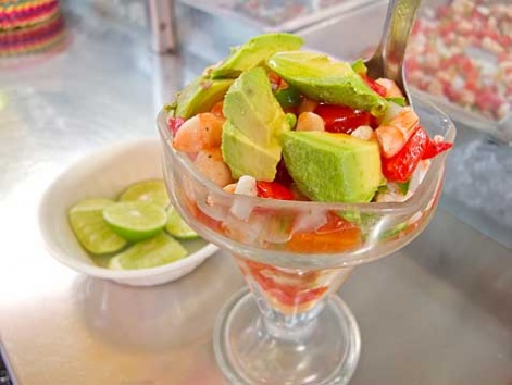 Ceviche coctel de camarón from La Perla Escondida in Mexico City. 