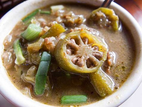 Seafood and okra gumbo from Coop's Place in New Orleans, Louisiana. 