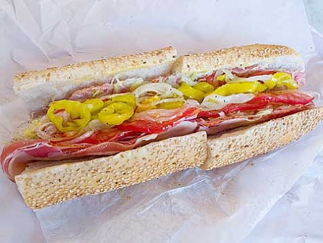 A traditional Italian hoagie from Cosmi's Deli in Philadelphia. 