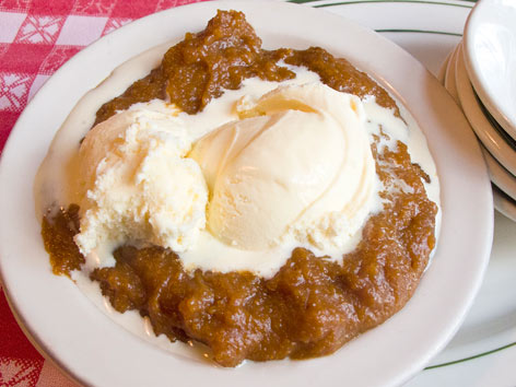 Indian pudding from Durgin-Park in Boston. 