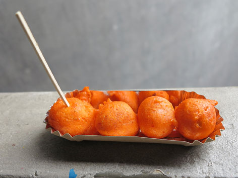 Kwek-kwek from a street vendor in Manila, the Philippines