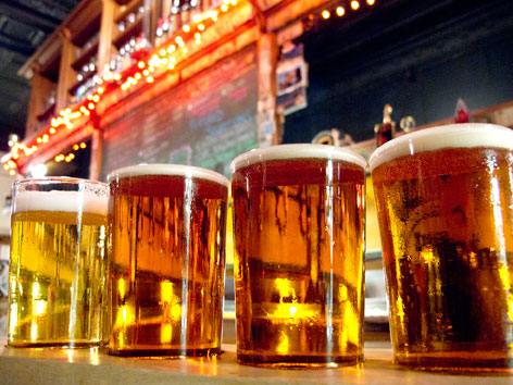 A beer sampler from Barley's Taproom & Pizzeria in Asheville, North Carolina.