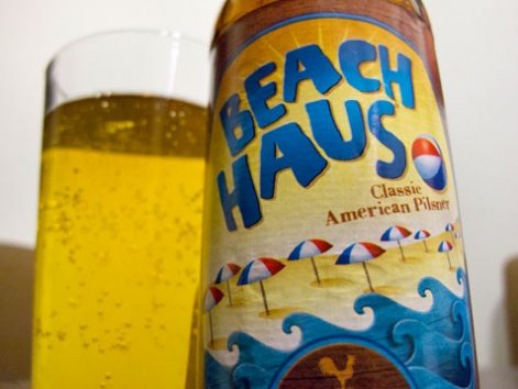 A bottle and glass of Beach Haus local craft beer from the Jersey Shore.