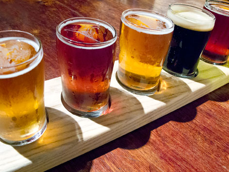 A sampler of housemade craft beers from Bru Room at Bar in New Haven, Connecticut