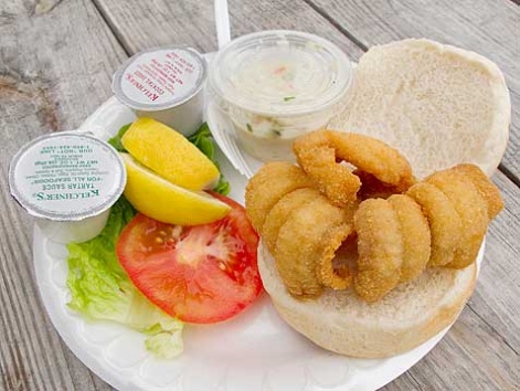 A local fried flounder sandwich from the Crab Shack on the Jersey Shore.