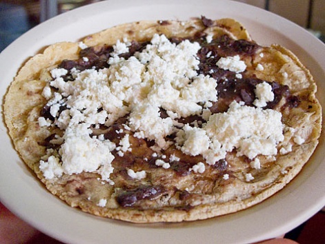 A toasted memela from La Guerita in Oaxaca