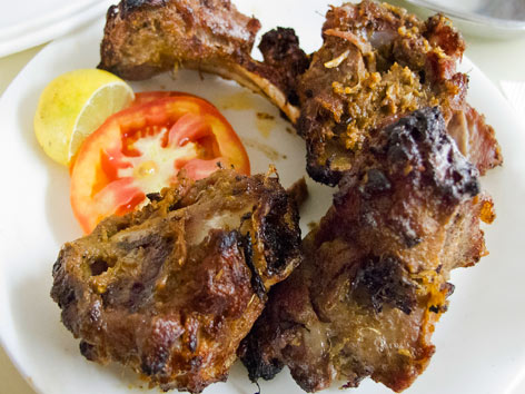 Mutton burra from Karim Hotel in Delhi, India. 